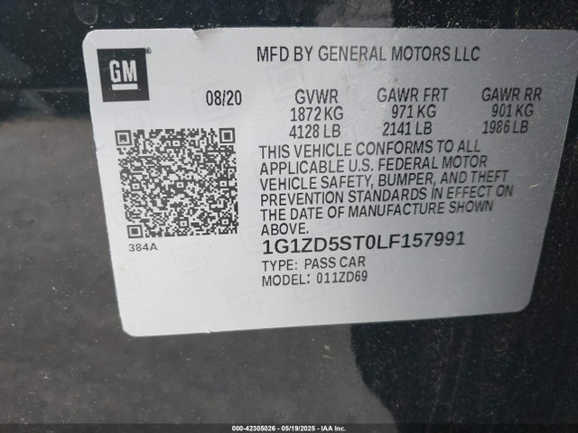 1G1ZD5ST0LF157991 Chevrolet Malibu Fwd Lt