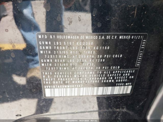 2021 VOLKSWAGEN TIGUAN 3VV1B7AX9MM067347 Photo 8