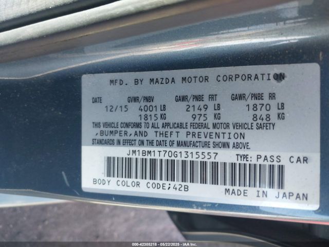 JM1BM1T70G1315557 Mazda Mazda3 I Sport