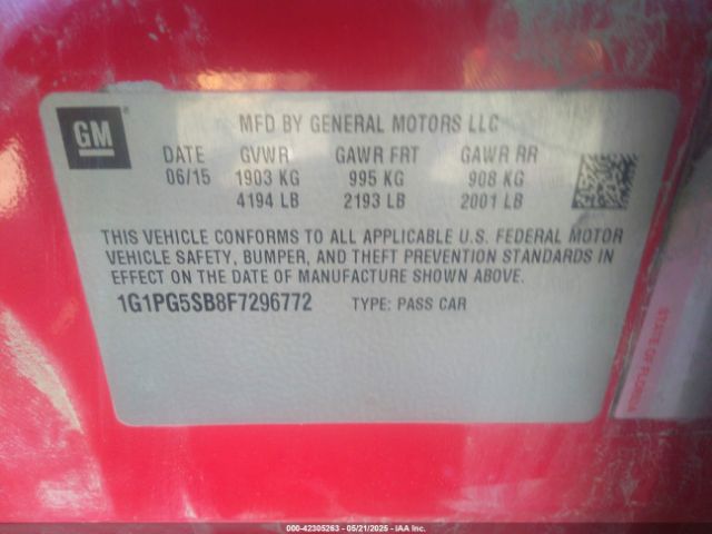 1G1PG5SB8F7296772 Chevrolet CRUZE LTZ