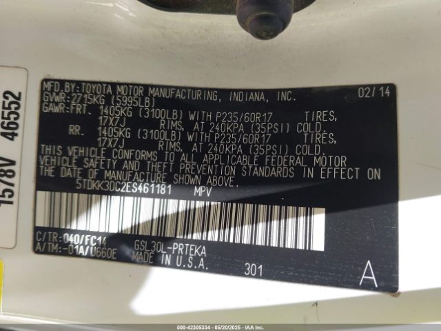 2014 TOYOTA SIENNA 5TDKK3DC2ES461181 Photo 8
