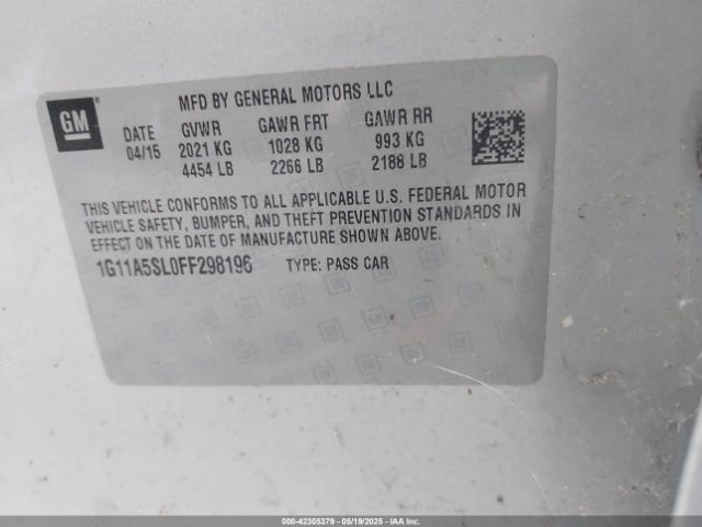 1G11A5SL0FF298196 Chevrolet Malibu 1fl