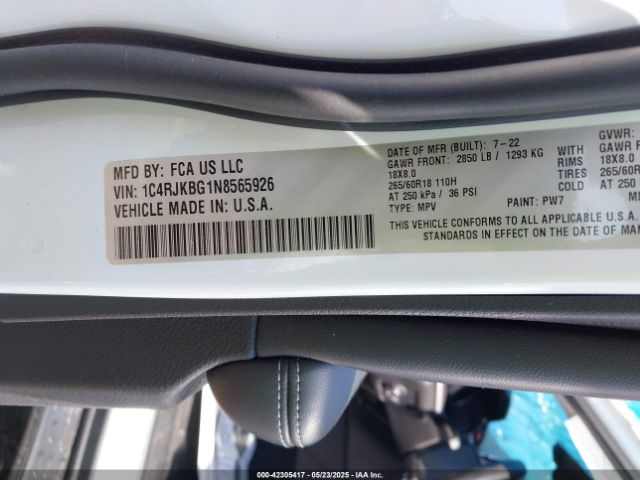 2022 JEEP GRAND CHEROKEE L 1C4RJKBG1N8565926 Photo 8