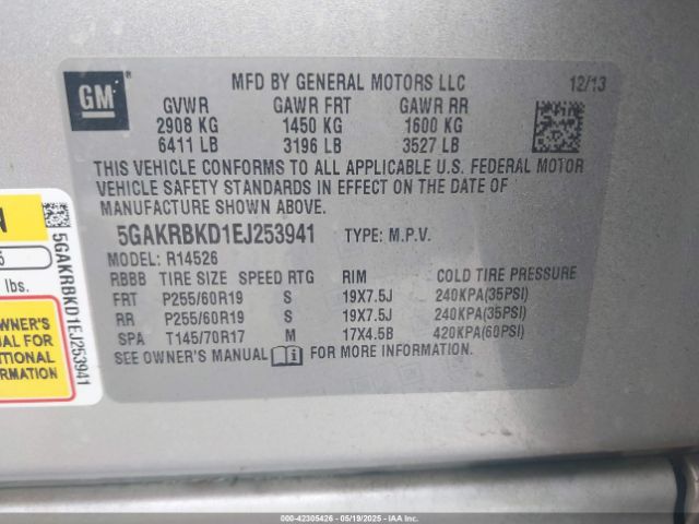 5GAKRBKD1EJ253941 Buick Enclave Leather