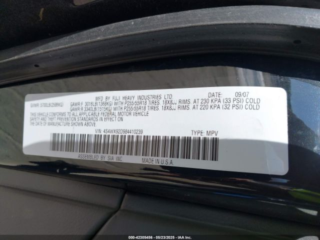 2008 SUBARU TRIBECA 4S4WX92D984410239 Photo 8