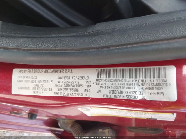 ZFBCFABH8EZ020183 Fiat 500l Easy