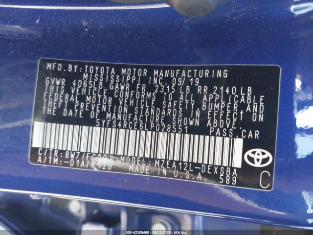 5YFS4RCE6LP028551 Toyota Corolla Se/se Nightshade Edition