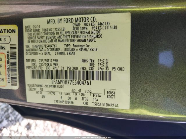 1FA6P0H77E5404761 Ford FUSION SE