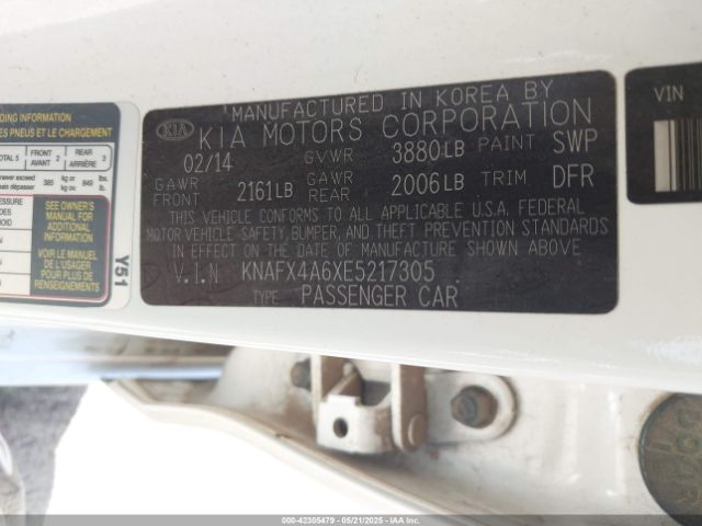 KNAFX4A6XE5217305 KIA Forte