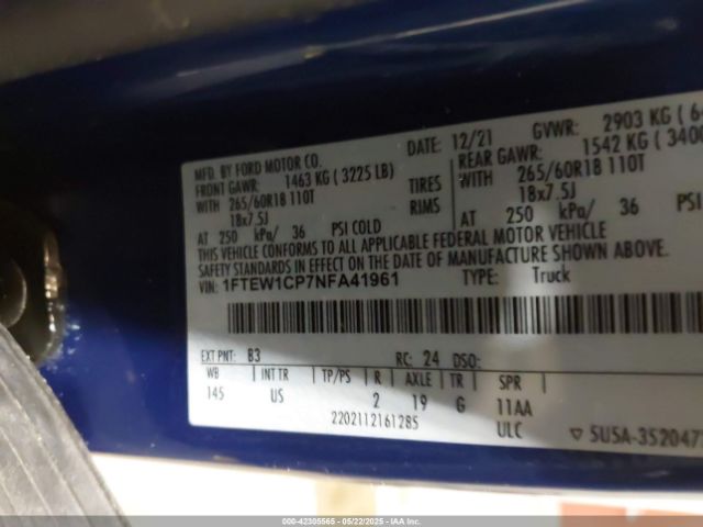 2022 FORD F-150 1FTEW1CP7NFA41961 Photo 8