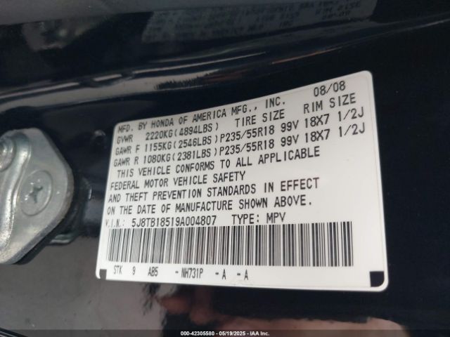 2009 ACURA RDX 5J8TB18519A004807 Photo 8