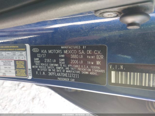 3KPFL4A70HE127211 KIA FORTE LX