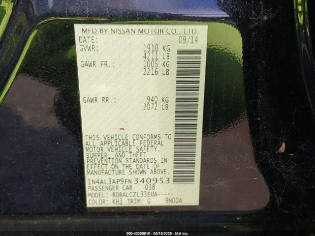 1N4AL3AP9FN340953 Nissan Altima 2.5 S