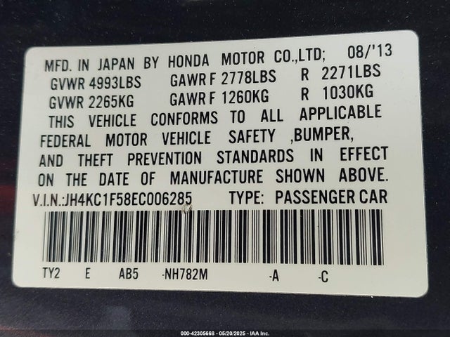JH4KC1F58EC006285 Acura j35y4