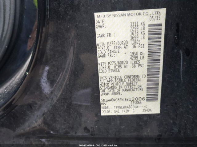 2015 NISSAN ARMADA 5N1AA0NC8FN612006 Photo 8