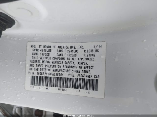 1HGCR2F38FA036264 Honda k24w1