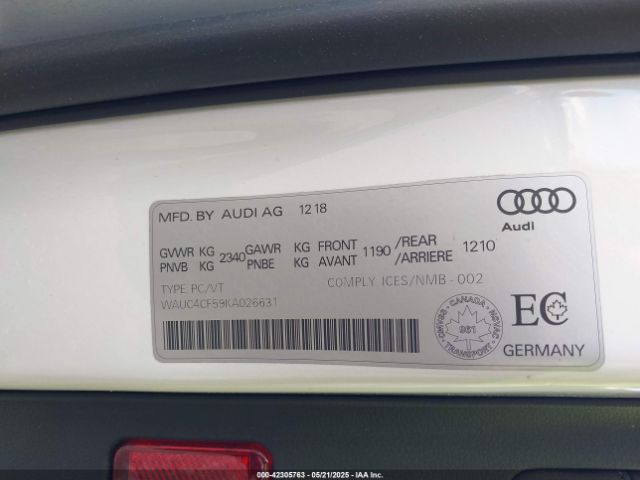 2019 AUDI S5 WAUC4CF59KA026631 Photo 8