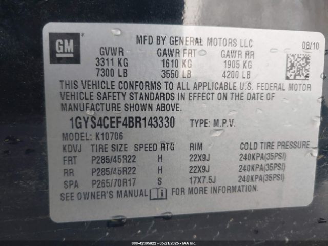2011 CADILLAC ESCALADE 1GYS4CEF4BR143330 Photo 8