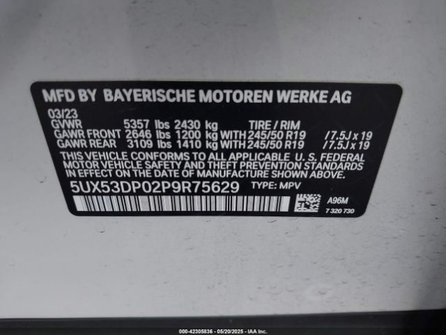 2023 BMW X3 5UX53DP02P9R75629 Photo 8