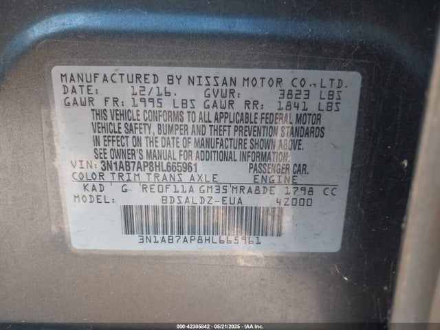 3N1AB7AP8HL665961 Nissan SENTRA SV