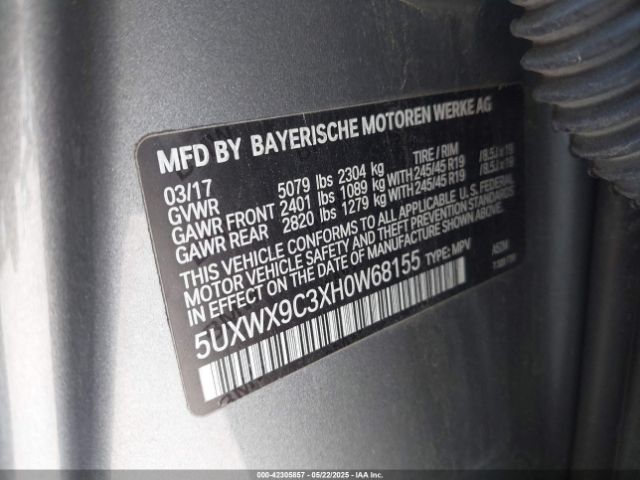 2017 BMW X3 5UXWX9C3XH0W68155 Photo 8