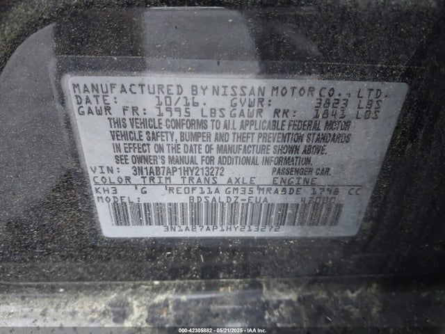 3N1AB7AP1HY213272 Nissan SENTRA SV