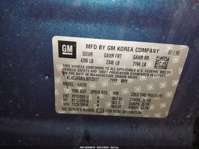 KL4CJASB5LB012517 Buick Encore Fwd Preferred