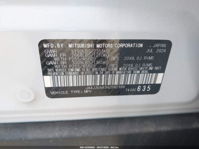 2024 MITSUBISHI OUTLANDER JA4J3VA83RZ082399 Photo 8