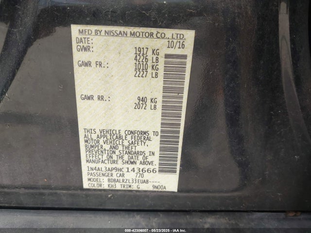 1N4AL3AP9HC143666 Nissan Altima 2.5 Sl
