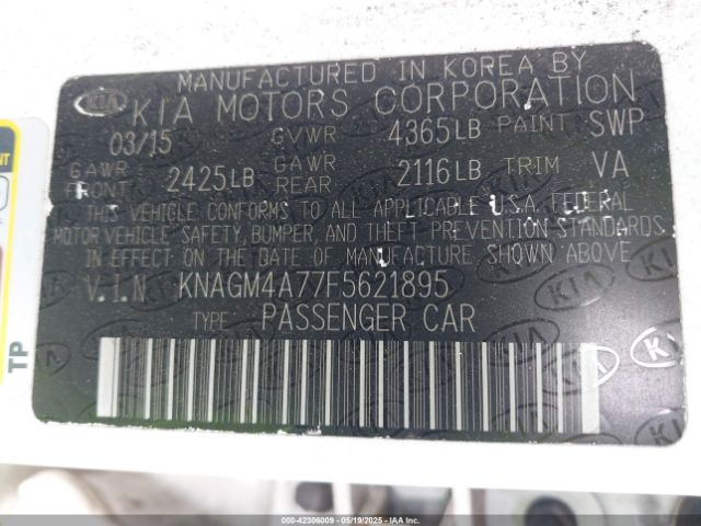 KNAGM4A77F5621895 KIA Optima Lx