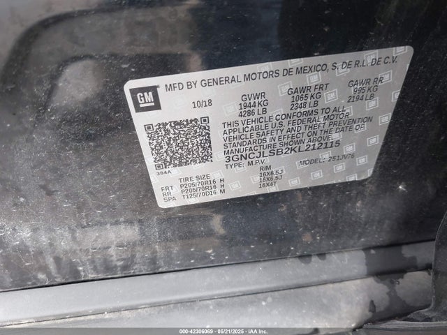 Chevrolet Trax Lt 2019 3GNCJLSB2KL212115 Image 9