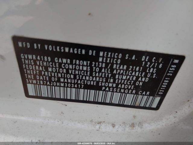 3VW2B7AJ0HM303417 Volkswagen Jetta 1.4t S