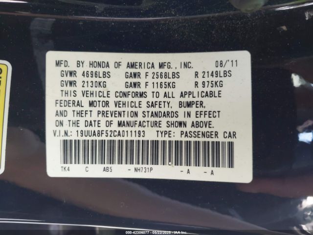 2012 ACURA TL 19UUA8F52CA011193 Photo 8