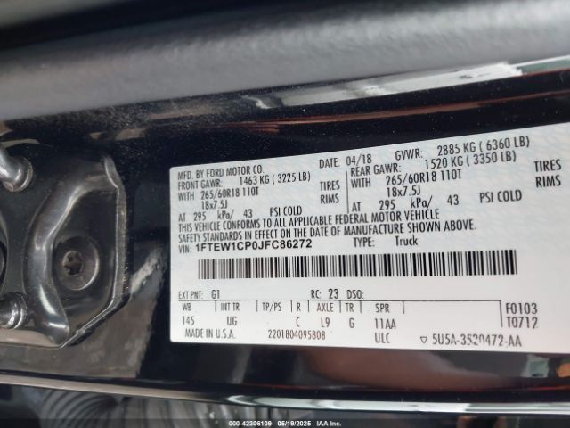 1FTEW1CP0JFC86272 Ford F-150 Xlt
