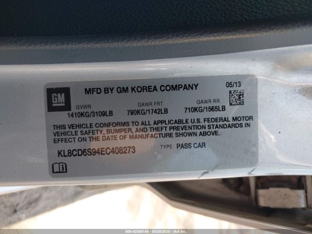 KL8CD6S94EC408273 Chevrolet Spark 1lt Auto