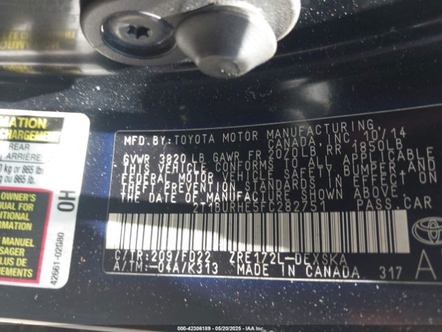 2T1BURHE5FC282751 Toyota Corolla S Plus