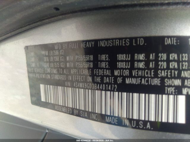 2011 SUBARU TRIBECA 4S4WX9GD3B4401472 Photo 8