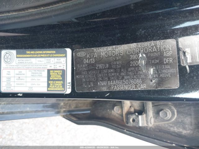 KNAFX4A86E5076086 KIA FORTE EX