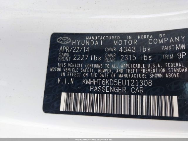 KMHHT6KD5EU121308 Hyundai Genesis 2.0t Premium