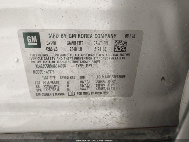 KL4CJCSB9HB014998 Buick Encore Essence