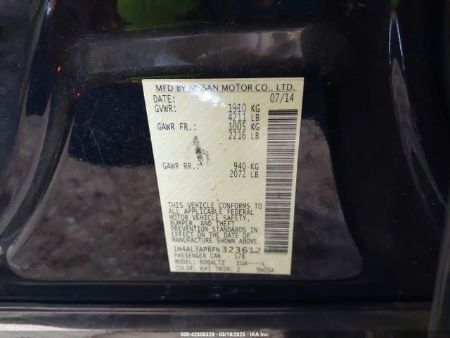 1N4AL3AP8FN323612 Nissan Altima 2.5 Sl