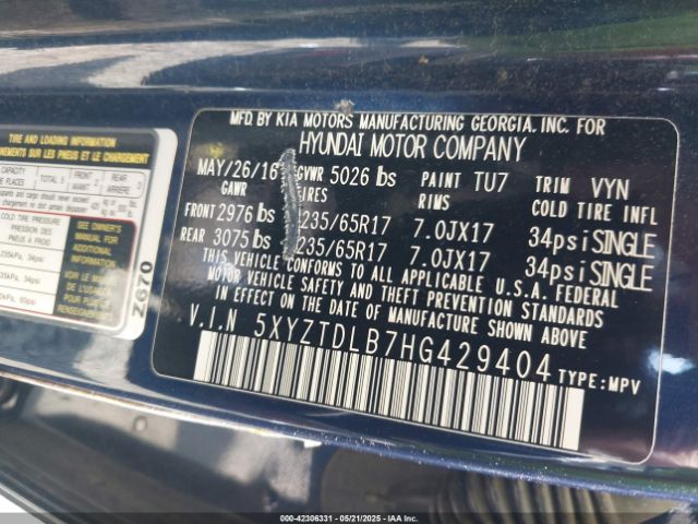 5XYZTDLB7HG429404 Hyundai Santa Fe Sport 2.4l