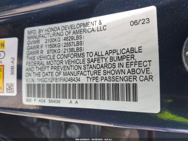 2023 HONDA ACCORD 1HGCY2F81PA048434 Photo 8