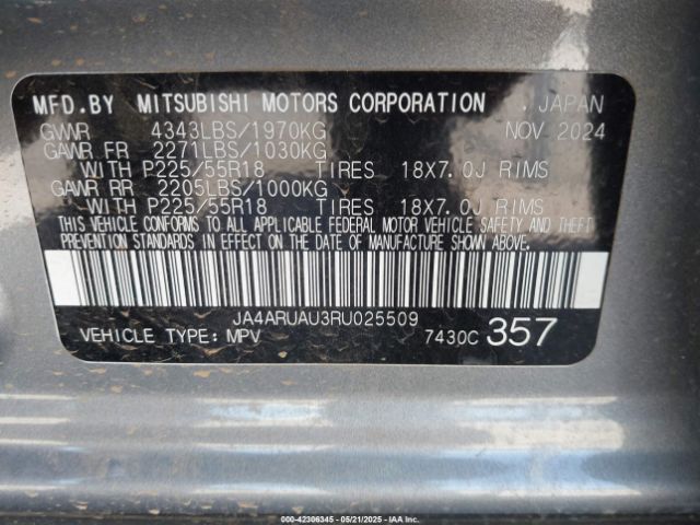 2024 MITSUBISHI OUTLANDER SPORT JA4ARUAU3RU025509 Photo 8