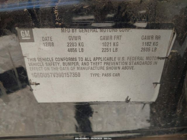 2009 CADILLAC CTS 1G6DU57V390157350 Photo 8
