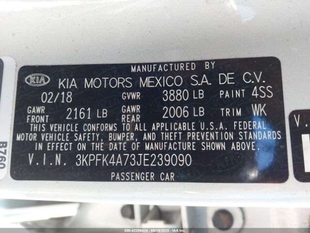 3KPFK4A73JE239090 KIA FORTE LX