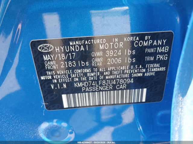 KMHD74LF8JU478094 Hyundai mpi nu