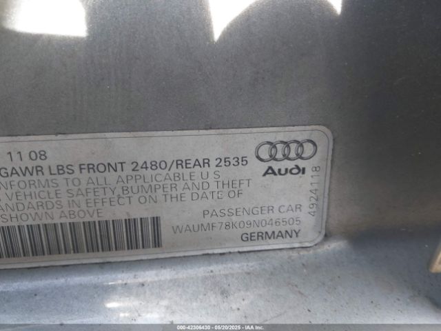 2009 AUDI A4 WAUMF78K09N046505 Photo 8