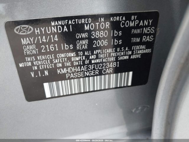 KMHDH4AE3FU223481 Hyundai ELANTRA SE