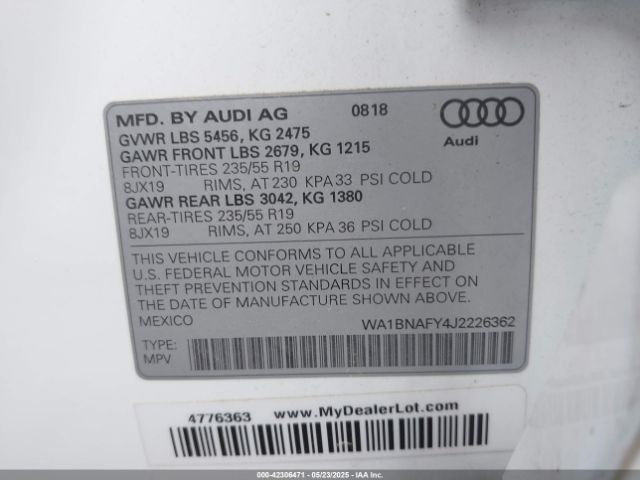 2018 AUDI Q5 WA1BNAFY4J2226362 Photo 8